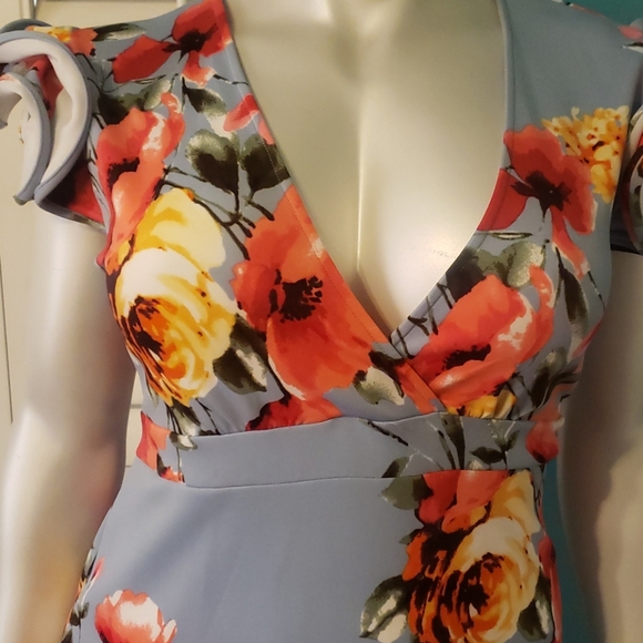 Blue Dress with Floral Print Size 3X - Picture 4 of 4